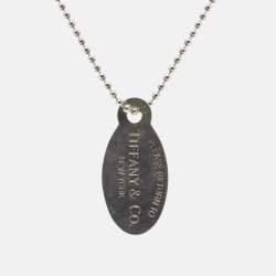 Pre Owned Tiffany & Co. Return To Tiffany Oval Tag Silver Beaded Chain Necklace