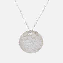 Tiffany & Co. Large Notes Round Disc Sterling Silver 925 Pendant Necklace