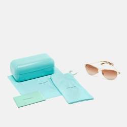 Tiffany & Co. Gold/Brown Gradient TF3021 Aviator Sunglasses