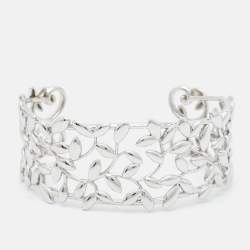 Tiffany & Co. Paloma Picasso Olive Leaf Sterling Silver Medium Model Open Cuff Bracelet