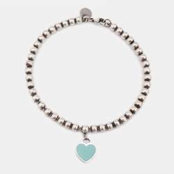 Pre Owned Tiffany & Co. Return To Tiffany Enamel Sterling Silver Bead Bracelet
