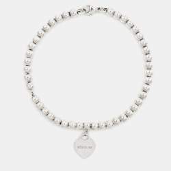 Pre Owned Tiffany & Co. Return to Tiffany Heart Tag Sterling Silver Beads Bracelet