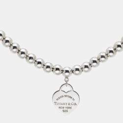 Pre Owned Tiffany & Co. Return to Tiffany Heart Tag Sterling Silver Beads Bracelet