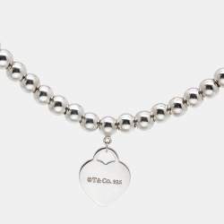 Pre Owned Tiffany & Co. Return to Tiffany Heart Tag Sterling Silver Beads Bracelet