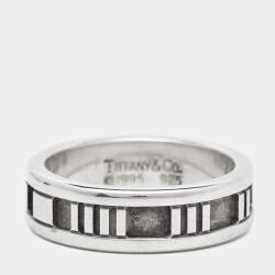Pre Owned Tiffany & Co. Atlas Silver 925 Band Ring Size 55