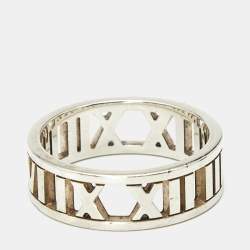 Pre Owned Tiffany & Co. Atlas Sterling Silver Band Ring Size 58