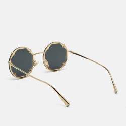 Pre Owned Tiffany & Co. Black/Gold Tone TF3091 Round Sunglasses
