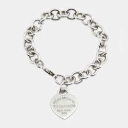 Pre Owned سوار تيفاني & كو. قلب استرليني فضة عودة إلى تيفاني تاج