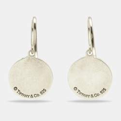 Pre Owned Tiffany & Co. Return to Tiffany Round Tag Sterling Silver 925 Hook Earrings