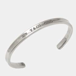 Pre Owned Tiffany & Co. Tiffany 1837 Sterling Silver 925 Narrow Open Cuff Bracelet