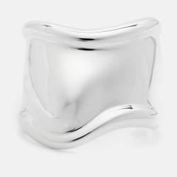 Pre Owned Tiffany & Co. Elsa Peretti Small Bone Sterling Silver Wide Cuff Bracelet