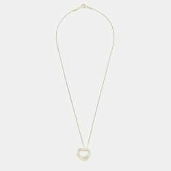 Pre Owned Tiffany & Co. Elsa Peretti Open Heart Sterling Silver Pendant Necklace