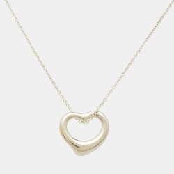 Pre Owned Tiffany & Co. Elsa Peretti Open Heart Sterling Silver Pendant Necklace