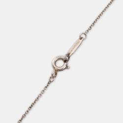 Pre Owned Tiffany & Co. Knot Key Enamel Silver Pendant Oval Chain Link Necklace 