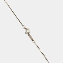 Pre Owned Tiffany & Co. Atlas Key Silver 925 Pendant Beaded Chain Necklace