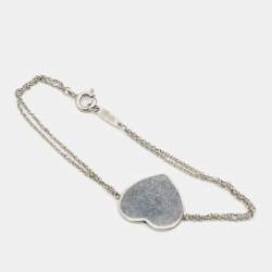 Pre Owned Tiffany & Co. Return To Tiffany Heart Tag Silver 925 Double Chain Bracelet