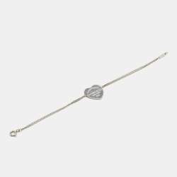 Pre Owned Tiffany & Co. Return To Tiffany Heart Tag Silver 925 Double Chain Bracelet