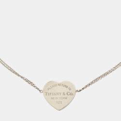 Pre Owned Tiffany & Co. Return To Tiffany Heart Tag Silver 925 Double Chain Bracelet
