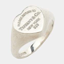 Pre Owned Tiffany & Co. Return To Tiffany Silver 925 Heart Signet Ring Size 50