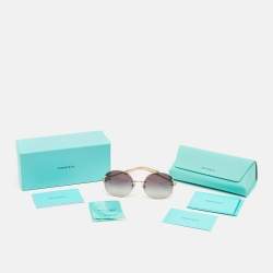 Pre Owned Tiffany & Co. Gradient Grey/Gold Tone TF 3071 Round Sunglasses