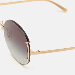 Pre Owned Tiffany & Co. Gradient Grey/Gold Tone TF 3071 Round Sunglasses