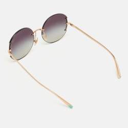 Pre Owned Tiffany & Co. Gradient Grey/Gold Tone TF 3071 Round Sunglasses