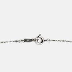 Pre Owned Tiffany & Co. Return to Tiffany Mini Double Heart Tag Pendants Enamel Sterling Silver Chain Necklace