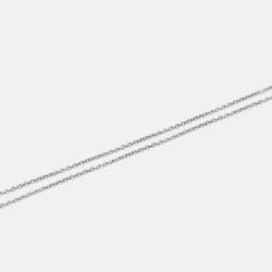 Pre Owned Tiffany & Co. Return to Tiffany Mini Double Heart Tag Pendants Enamel Sterling Silver Chain Necklace