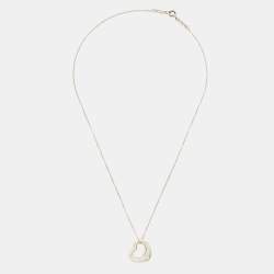Pre Owned Tiffany & Co. Elsa Peretti Open Heart Sterling Silver 925 Pendant Necklace