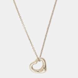 Pre Owned Tiffany & Co. Elsa Peretti Open Heart Sterling Silver Pendant Necklace