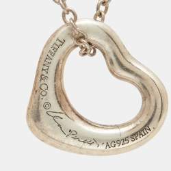 Pre Owned Tiffany & Co. Elsa Peretti Open Heart Sterling Silver Pendant Necklace