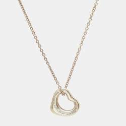 Pre Owned Tiffany & Co. Elsa Peretti Open Heart Sterling Silver Pendant Necklace