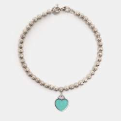 مملوكة مسبقًا Tiffany & Co. Return to Tiffany Heart Tag Enamel Sterling Silver Beads Bracelet   