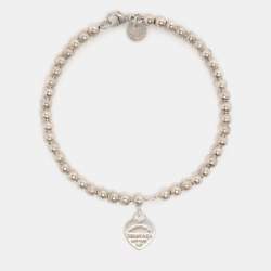 Pre Owned Tiffany & Co. Return to Tiffany Heart Tag Enamel Sterling Silver Beads Bracelet   