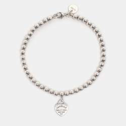 Pre Owned Tiffany & Co. Return to Tiffany Heart Tag Enamel Sterling Silver Beads Bracelet 