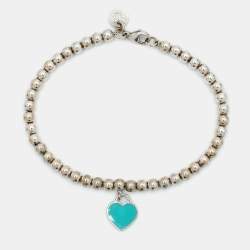 مملوكة مسبقًا Tiffany & Co. Return to Tiffany Heart Tag Enamel Sterling Silver Bead Bracelet   