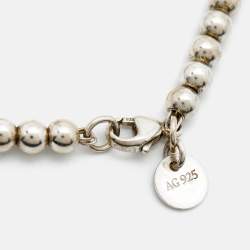 Pre Owned Tiffany & Co. Return to Tiffany Heart Tag Enamel Sterling Silver Bead Bracelet   