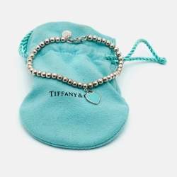 Pre Owned Tiffany & Co. Return to Tiffany Heart Tag Enamel Sterling Silver Bead Bracelet   
