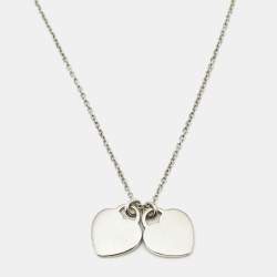 مملوكة مسبقًا قلادة تيفاني & كو ريتورن تو تيفاني دلاية قلب مزدوجة صغيرة مينا فضة إسترلينية سلسلة