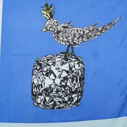 Pre Owned Tiffany & Co. Blue Printed Silk Scarf