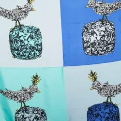 Pre Owned Tiffany & Co. Blue Printed Silk Scarf