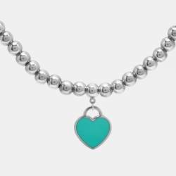 مملوكة مسبقًا Tiffany & Co. Return to Tiffany Enamel Heart Tag Sterling Silver Beads Bracelet  