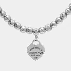 مملوكة مسبقًا Tiffany & Co. Return to Tiffany Enamel Heart Tag Sterling Silver Beads Bracelet  
