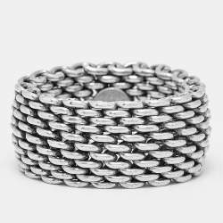 Pre Owned Tiffany & Co. Mesh Sterling Silver Ring Size 54