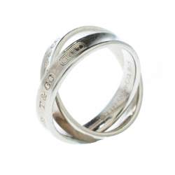 Pre Owned Tiffany & Co. Tiffany 1837 Interlocking Circles Silver Ring Size 50