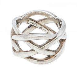 Pre Owned Tiffany & Co Celtic Knot Silver Band Ring Size 51