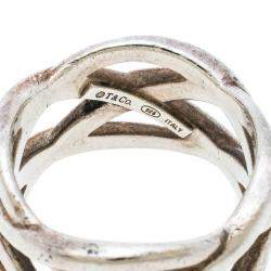 Pre Owned Tiffany & Co Celtic Knot Silver Band Ring Size 51