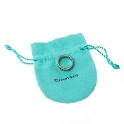 Pre Owned Tiffany & Co. Atlas Openwork Roman Numeral Silver Band Ring Size 53