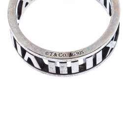 Pre Owned Tiffany & Co. Atlas Openwork Roman Numeral Silver Band Ring Size 53