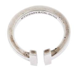 Pre Owned Tiffany T Square Silver Open Ring Size 56